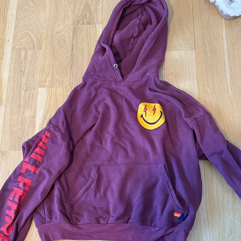 Aviator Nation Purple Hoodie with Red and Yellow Accents